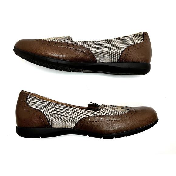 Comfortview Aster 44634 Brown Herringbone Tassel Flat Loafers Comfort 9.5W EUC - Picture 9 of 12